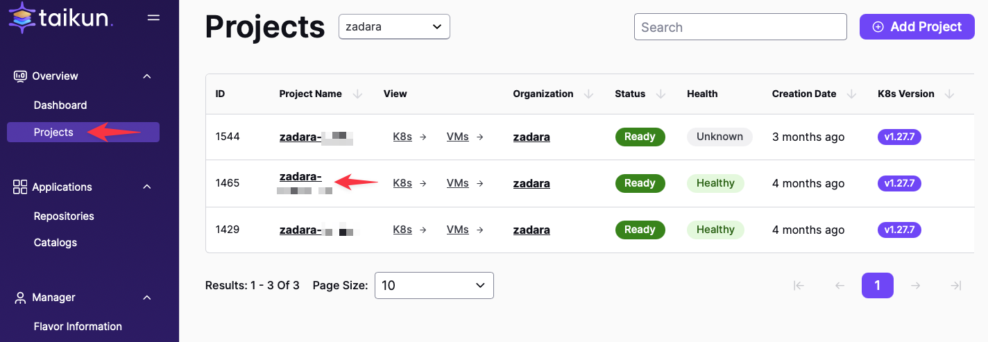 taikun dashboard